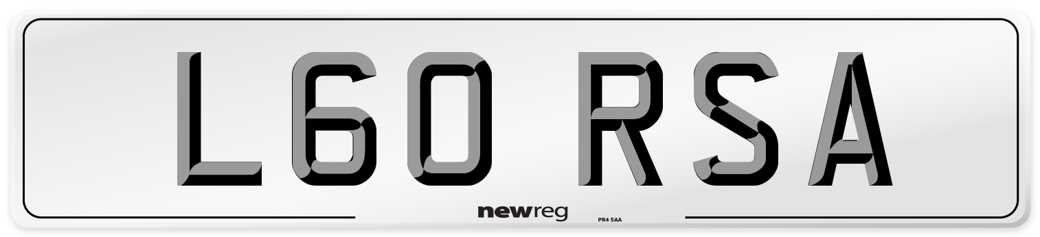 L60 RSA Number Plate from New Reg